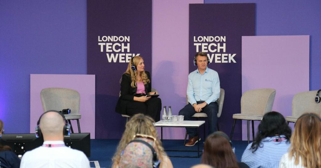 A group of women speaking at a technology conference, reflecting a women in tech list and leadership visibility in the UK tech sector